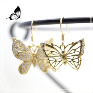 Brincos de Borboleta com Acabamento em Ouro 18K